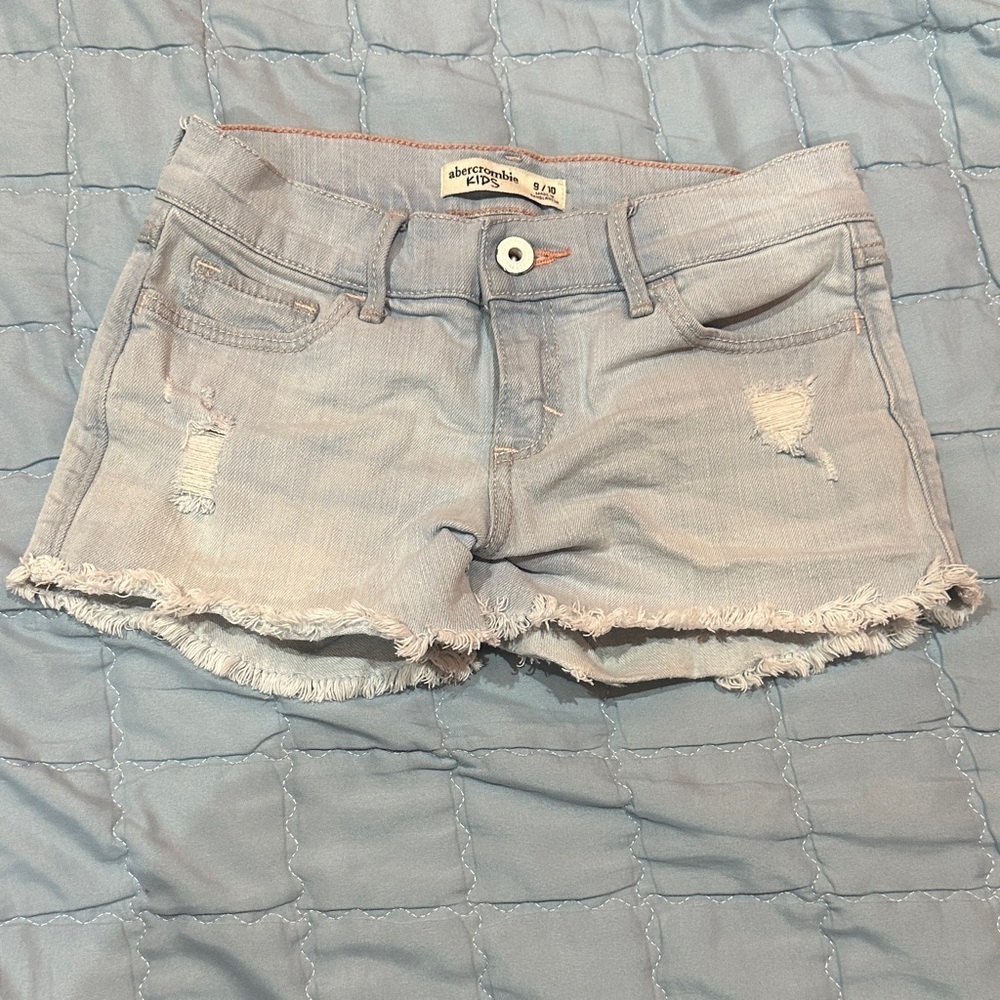 Abercrombie Kids Light Blue Distressed Jean Shorts size 9/10 - Picture 4 of 6